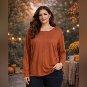 Time and Tru Women's Rust Crew Neck Sweater